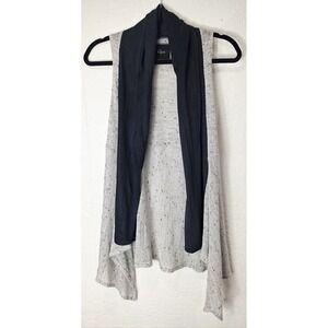 Rails Open‎ Cardigan Sweater Asymmetrical Sleeveless Tunic Black White Sz Large